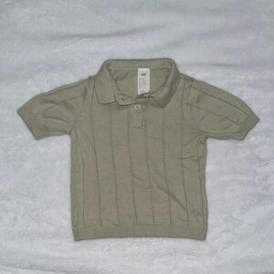 H&M Tan Knit Polo Shirt Casual Short-Sleeved